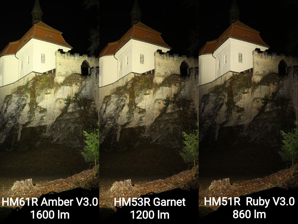 White light demonstration of the Fenix HM61R Amber V3.0 headlamp