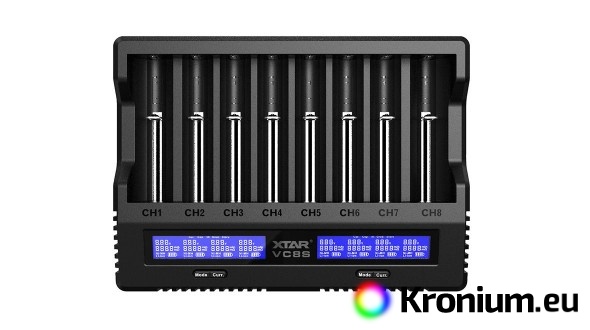 VC8S eight-channel USB charger (Li-ion, NiMH)