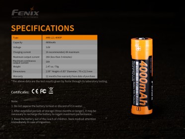 Fenix 21700 4000 mAh Li-Ion