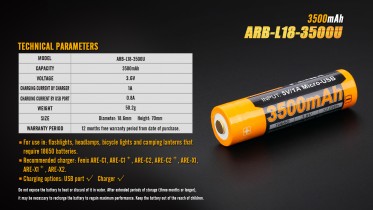 Fenix 18650 3500 mAh USB Li-ion