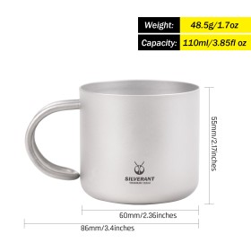 Titanium coffee cup 110 ml with handle