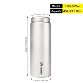 Titanium bottle 600 ml with flat cap