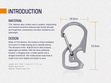 Titanium carabiner Fenix ALB-20