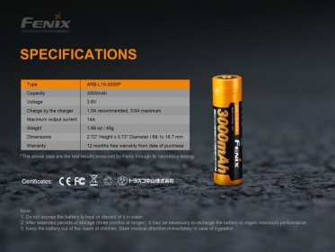 Fenix 18650 3000 mAh (Li-ion)