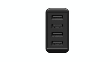 Four-channel USB power adapter (total 6000 mA, 30W) - black