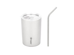 Double-walled titanium mug 400 ml with straw